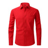 Men's Casual Fashion Classic Basic Business Solid Color Long Sleeved white Shirt Pink Green Red Orange Blue High Quality Shirts