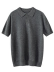 Men's POLO Collar T-shirt 100% Cashmere Short Sleeve Pullover Sweater Spring Summer Comfort Soft Business Cashmere Knitwear Top