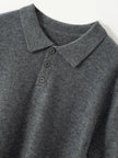 Men's POLO Collar T-shirt 100% Cashmere Short Sleeve Pullover Sweater Spring Summer Comfort Soft Business Cashmere Knitwear Top