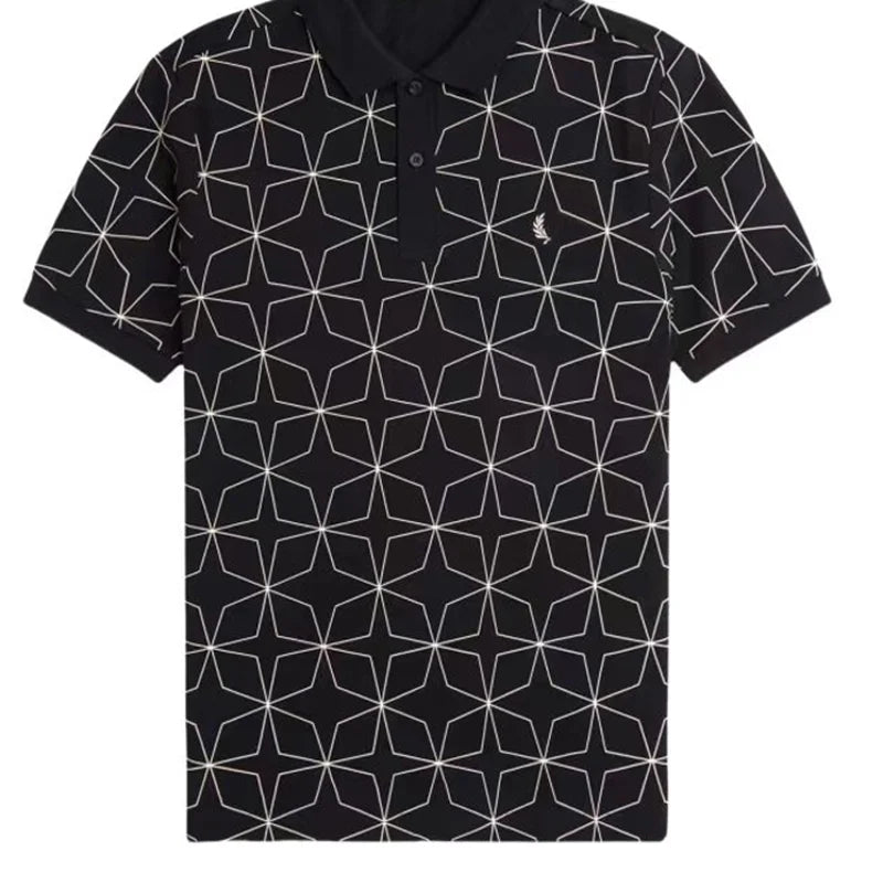 Men's new summer breathable lapel POLO casual T-shirt printed polo shirt