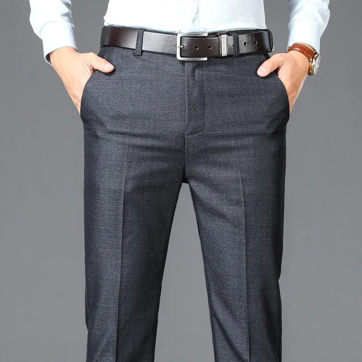 New Business Casual Suit Pants Men Solid High Waist Straight Office Formal Trousers Mens Classic Style Suit Long Pants ZL258
