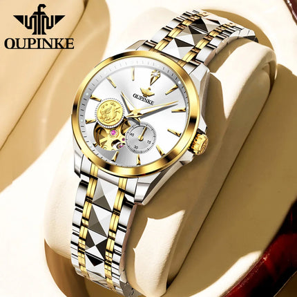 OUPINKE 3260 Women's Watches Imported Japan Movements（MIYOTA）Tungsten steel Tape Luxury Waterproof Chronograph Ladies Watch Set