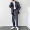 Business Casual Men's Suit Coat Long Sleeve Blazer + Straight Suit Pants Single Button Loose Two-piece Set Autumn Man Set