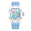 Haofa Ladies Automatic Watch Hollow Colorful Dial Ceramic Bezel Sapphire Waterproof Mechanical Watch Skeleton Women's Watch 1991