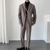 Business Casual Men's Suit Coat Long Sleeve Blazer + Straight Suit Pants Single Button Loose Two-piece Set Autumn Man Set