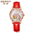 BERNY Automatic Self-winding Women Watch Skeleton Miyota Luxury Gold Watch Lady Sapphire Waterproof Mechanical Watch for Women