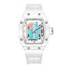 Haofa Ladies Automatic Watch Hollow Colorful Dial Ceramic Bezel Sapphire Waterproof Mechanical Watch Skeleton Women's Watch 1991