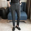 2024 Spring Men's Business Social Set Pants Formal Slim Fit Wedding Pants Men's Fashion Casual Solid Color Versatile Pants
