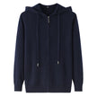 Hooded~Cashmere Sweater Men's 100% Pure Cashmere Cardigan Knitted Sweater Coat