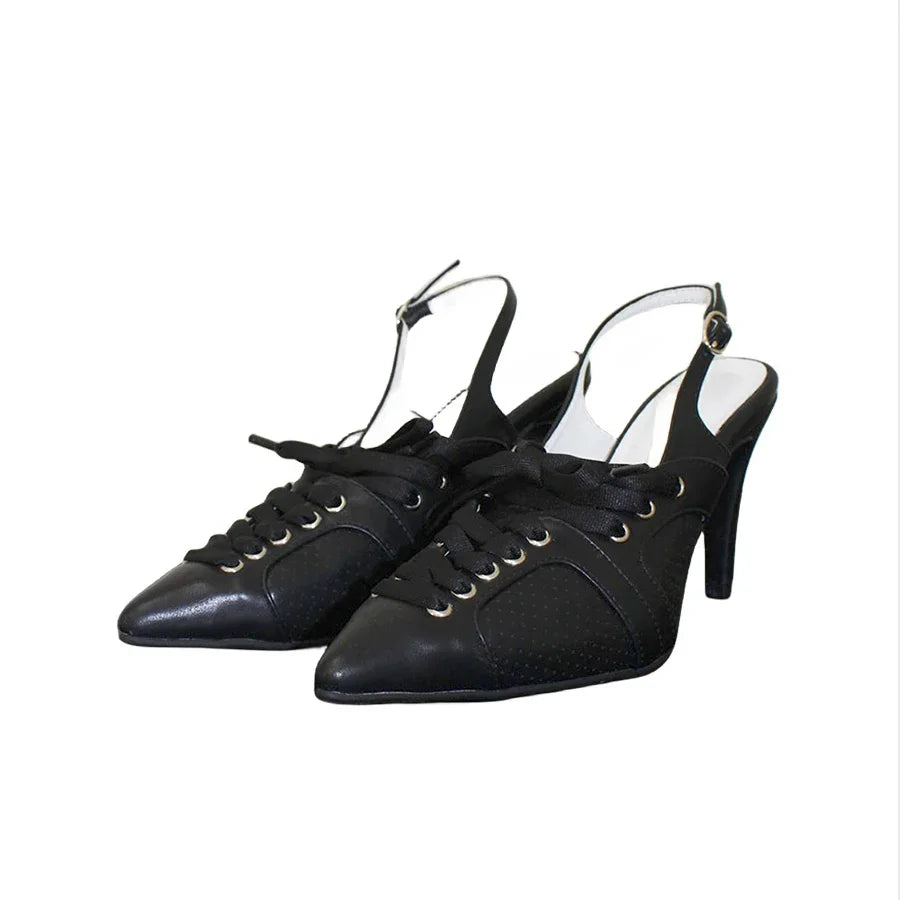 Strappy Silver Elegant High Heels Elegant Retro Design Pointed Toe Pumps Women Stiletto Sandals Sandalias Mujer Verano