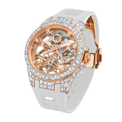 TIELBO Skeleton Flying Tourbillon Movement Mechanical Watches Diamonds Watch For Men Waterproof Lab-Grown Crystals Case Sapphire