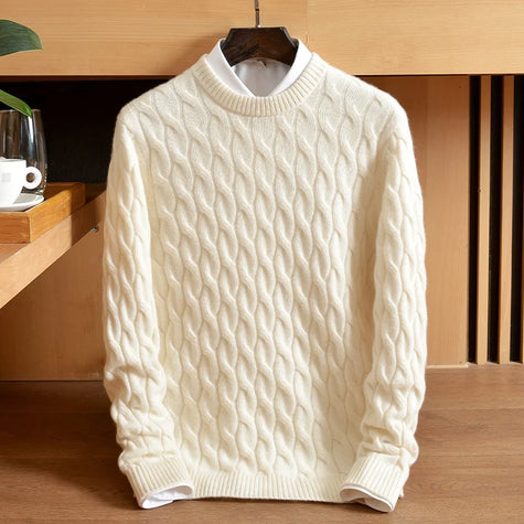 Thicked 100% pure cashmere sweater men  Winter   white bottom Warm Soft Navy Gray sweater loose thickened sweater