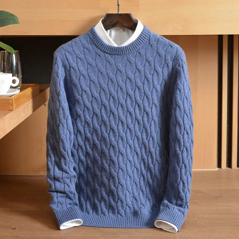 Thicked 100% pure cashmere sweater men  Winter   white bottom Warm Soft Navy Gray sweater loose thickened sweater