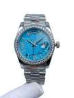 Timepiece for the Modern Lady - Ladies Diamond Face Watch, 36mm Dial, Calendar Window, Folding Buckle