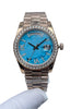 Timepiece for the Modern Lady - Ladies Diamond Face Watch, 36mm Dial, Calendar Window, Folding Buckle