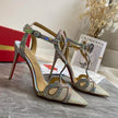 Top Quality Womens High Heels Luxury Fashion Ladies Crystal Glisten Red Sole Shoes Classic Retro Designer 0-12cm High heel
