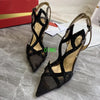 Top Quality Womens High Heels Luxury Fashion Ladies Crystal Glisten Red Sole Shoes Classic Retro Designer 0-12cm High heel