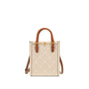 Tory Burch Counter Style T Monogram Fabric with Leather Shoulder Crossbody Satchel Tote Bag 150217