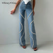 WHITNEY WANG Designer Style 2024 Spring Fashion Streetwear Diamonds Surround Jeans Women Denim Pants Size S-5XL