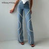 WHITNEY WANG Designer Style 2024 Spring Fashion Streetwear Diamonds Surround Jeans Women Denim Pants Size S-5XL