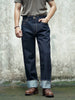 Waist Men's Jeans Middle 23OZ Heavy Weight Selvedged Denim Bukleback Straight Jeans Amekaji Cowboy Motorcycle Cargo Pants