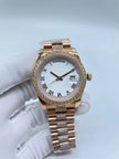 Waterproof Lady Watch with 36mm Silvery Dial, Diamond-Accented Chain, & Calendar Window - A Functional & Elegant Accessory for M