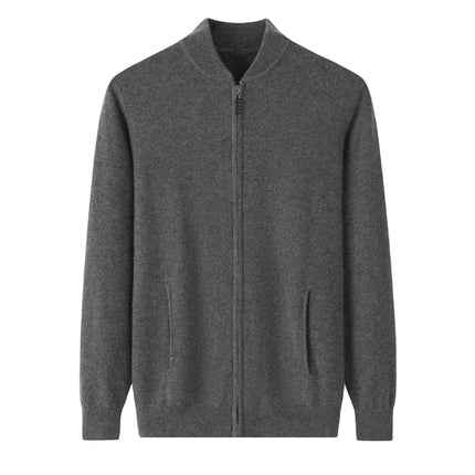 Winter Men Sweater 100% Cashmere Warm Cardigan Smart Casual Cashmere Business Zipper Computer Knitted  Men Winter Jacket