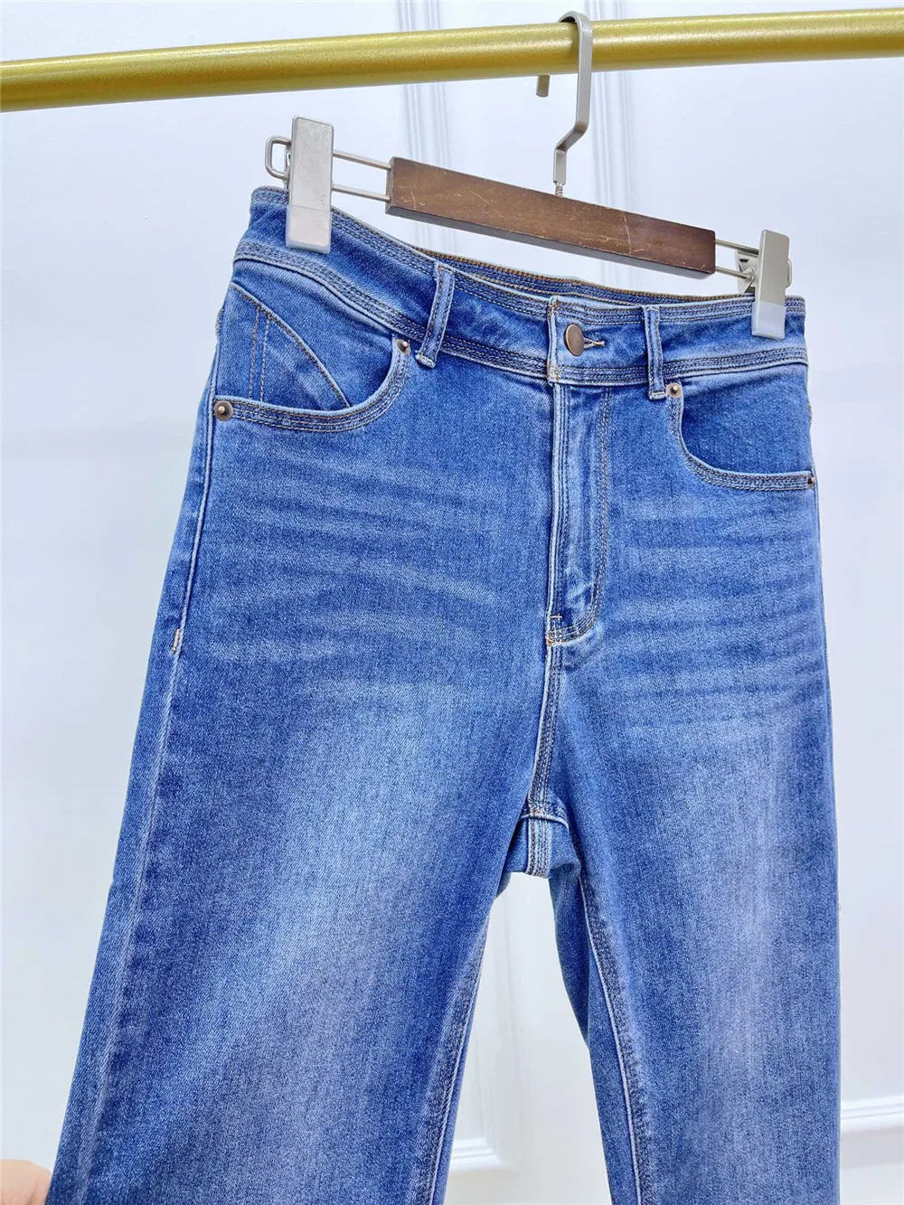 Women's Casual Jeans Cotton Stretch Small Pants full-Length Denim Trousers High Quality 24