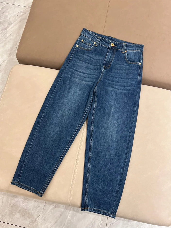 Women's High-Waisted Jeans, New Fashion, Straight Leg Pants, Female Clothing, 2024 B * C