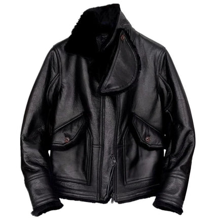 leather 100% genuine fur coat men jacket