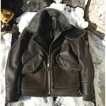leather 100% genuine fur coat men jacket