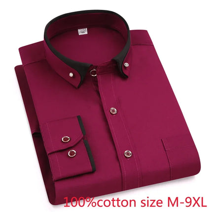 new arrival Spring autumn men formal Extra Large Pure Cotton long sleeve Shirts high quality plus size 4XL 5XL 6XL 7XL 8XL 9XL