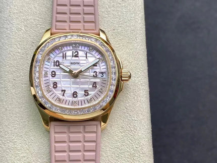 nofn brand female lady women watch 5068 Textured Dial on Pink Rubber Strap 324CS automatic 35.6m  female women watch gift