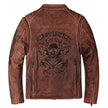 shipping.Man cool Free motor cowhide Jacket,men's genuine Leather slim biker coat.cool punk skull jackets,vintage leather jacket