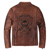 shipping.Man cool Free motor cowhide Jacket,men's genuine Leather slim biker coat.cool punk skull jackets,vintage leather jacket
