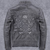shipping.Man cool Free motor cowhide Jacket,men's genuine Leather slim biker coat.cool punk skull jackets,vintage leather jacket
