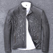 shipping.Man cool Free motor cowhide Jacket,men's genuine Leather slim biker coat.cool punk skull jackets,vintage leather jacket