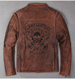 shipping.Man cool Free motor cowhide Jacket,men's genuine Leather slim biker coat.cool punk skull jackets,vintage leather jacket