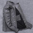 shipping.Man cool Free motor cowhide Jacket,men's genuine Leather slim biker coat.cool punk skull jackets,vintage leather jacket